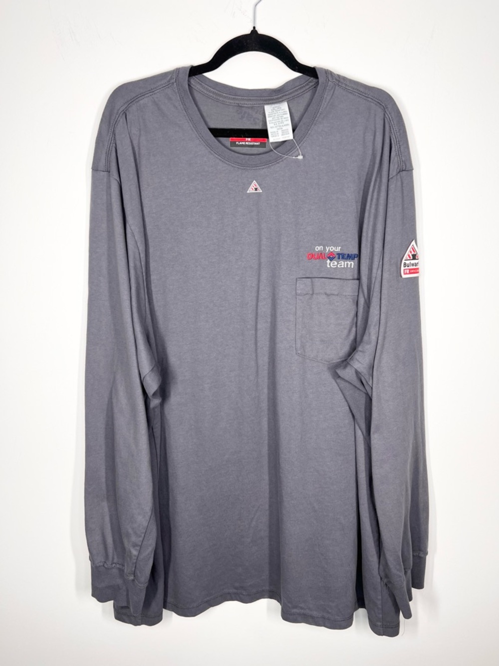 NWOT Bulwark FR Flame Resistant Long Sleeve Gray T-Shirt CAT2 *embroidered* 4XL